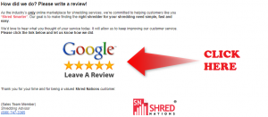 Shred Nations Review Email Page