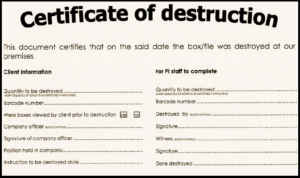 certificate of destruction