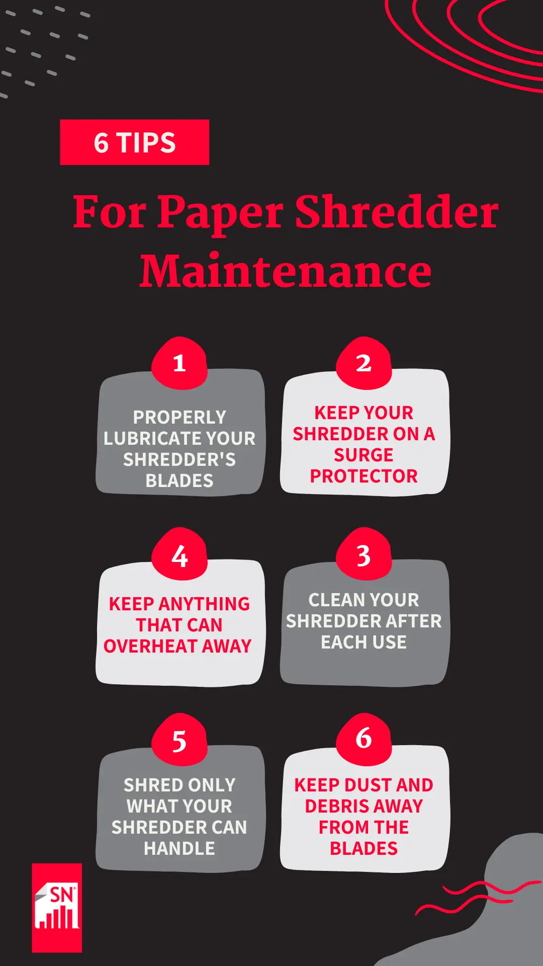 paper shredder maintenance tips