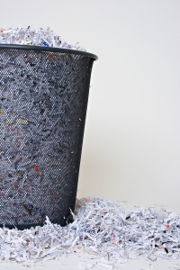 Shredded Paper In A Basket With Copyspace On The Right Side