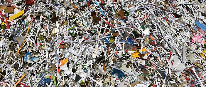 A pile of shredded paper for recycling