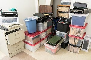 cluttered storage